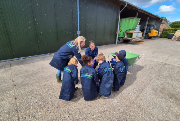 Kinderen leren op de boerderij waar eten vandaan komt